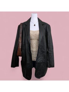 y2k black leather plus size downtown in girl essential basic blazer jacket